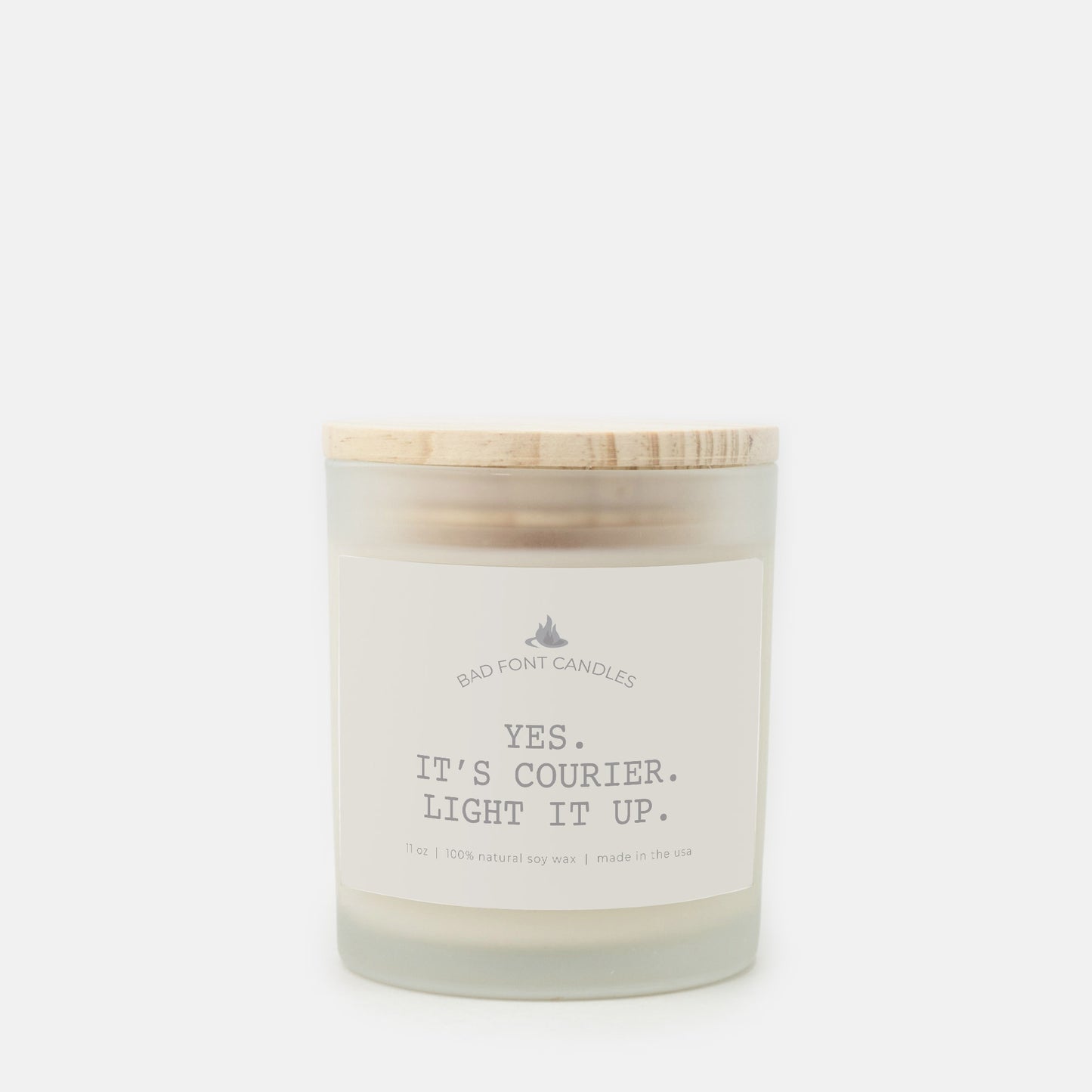 Courier Bad Font Frosted Glass Candle