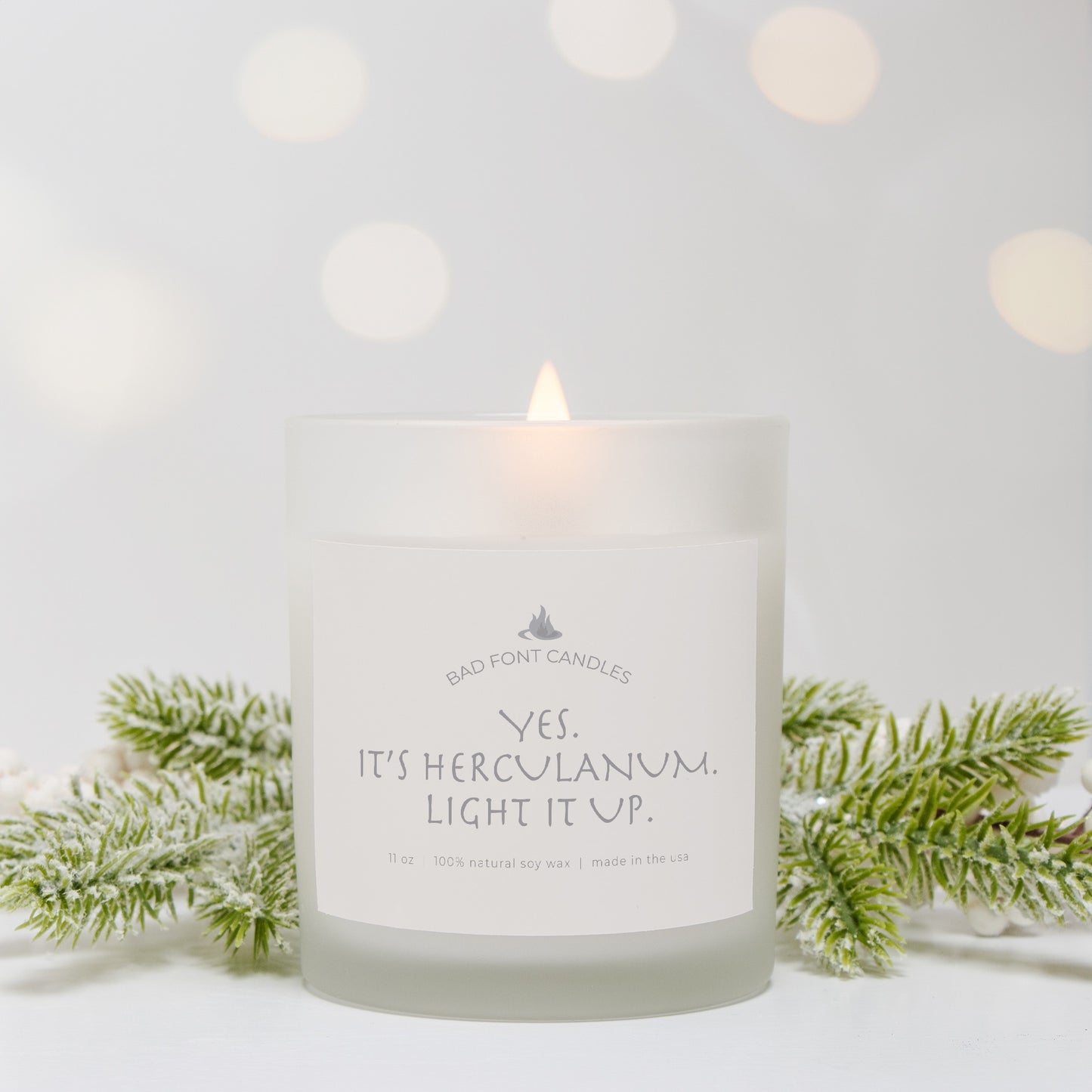 Herculanum Bad Font Frosted Glass Candle