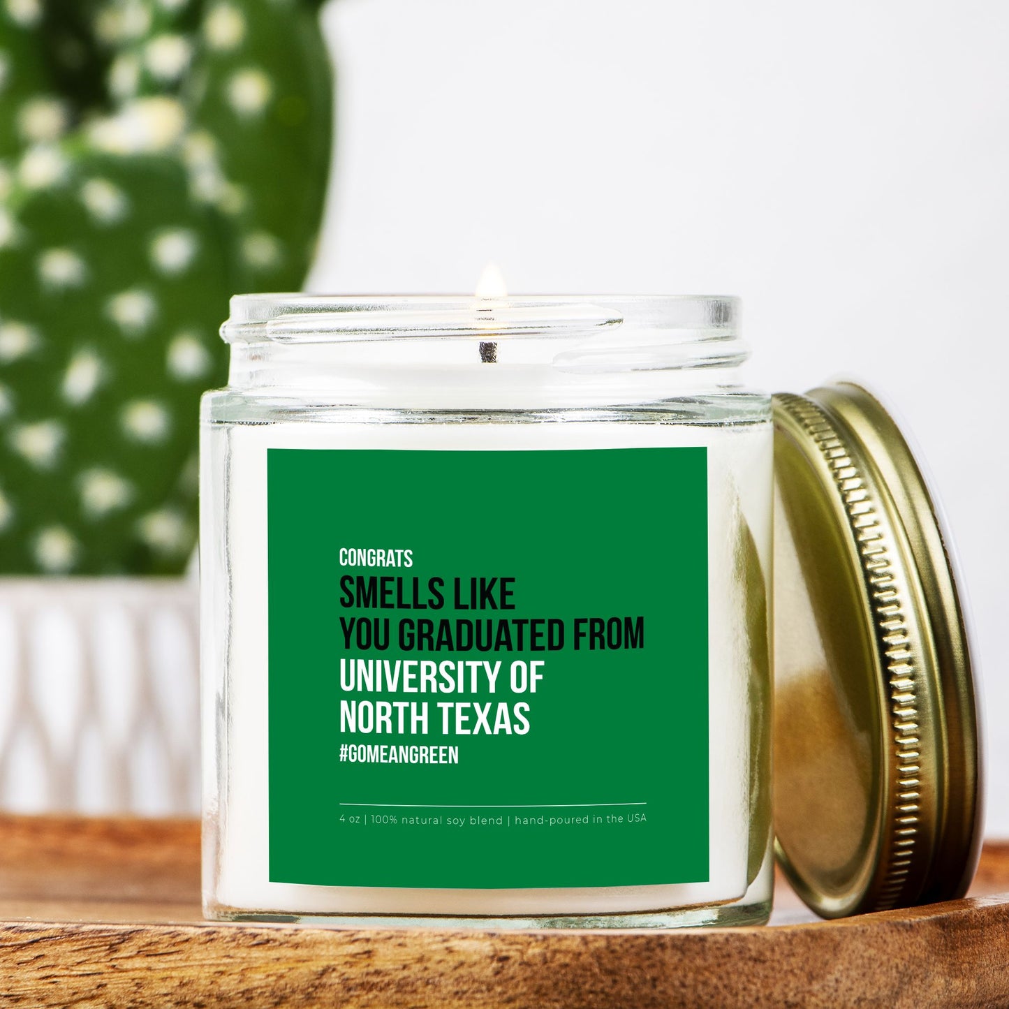 University of North Texas Graduation Candle (Clear)