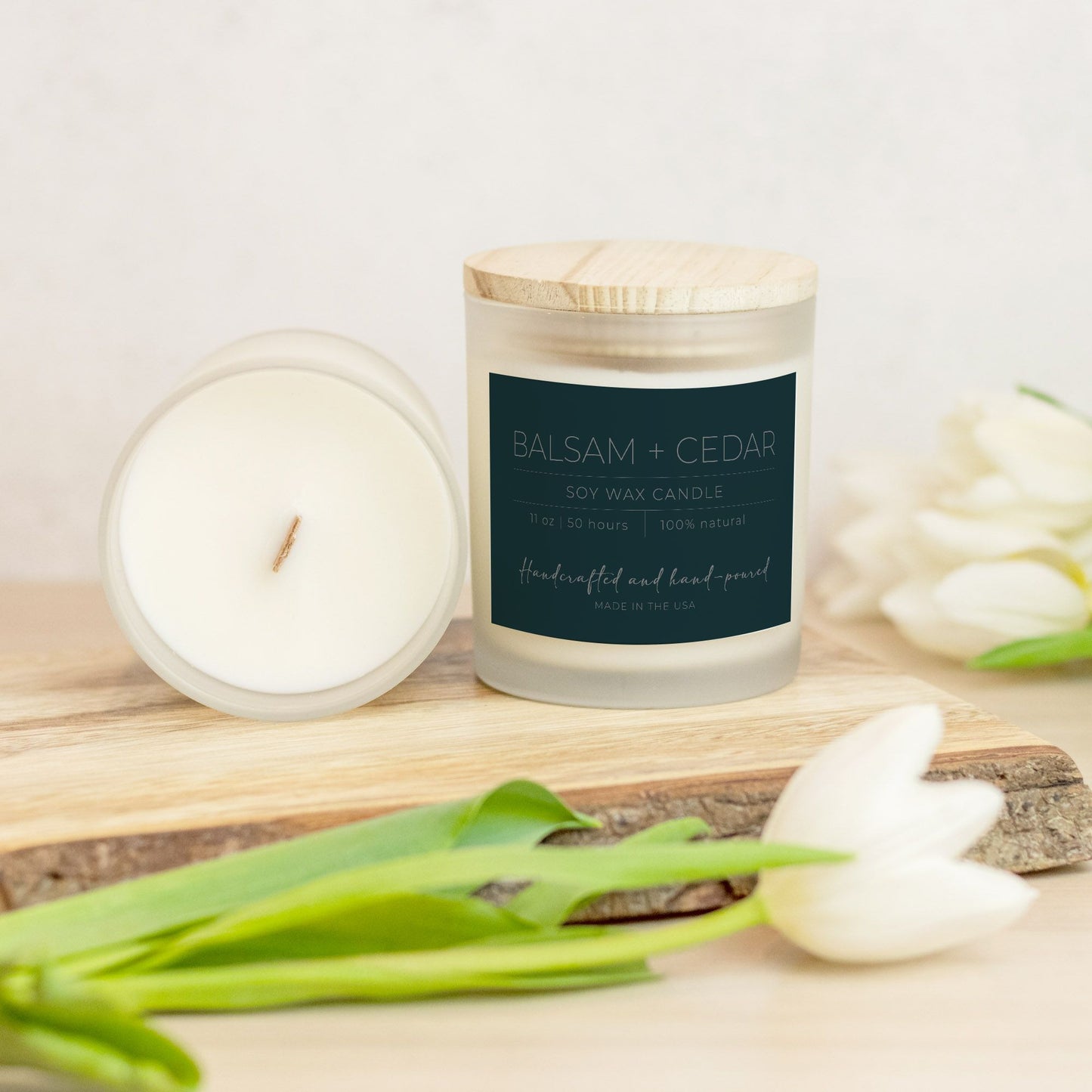 Balsam + Cedar Frosted Glass Candle