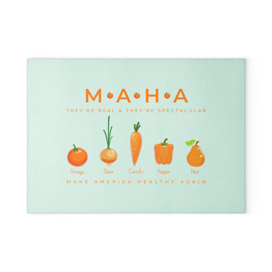 MAHA Make America Healthy Again Glass Cutting Board (Tangerine)