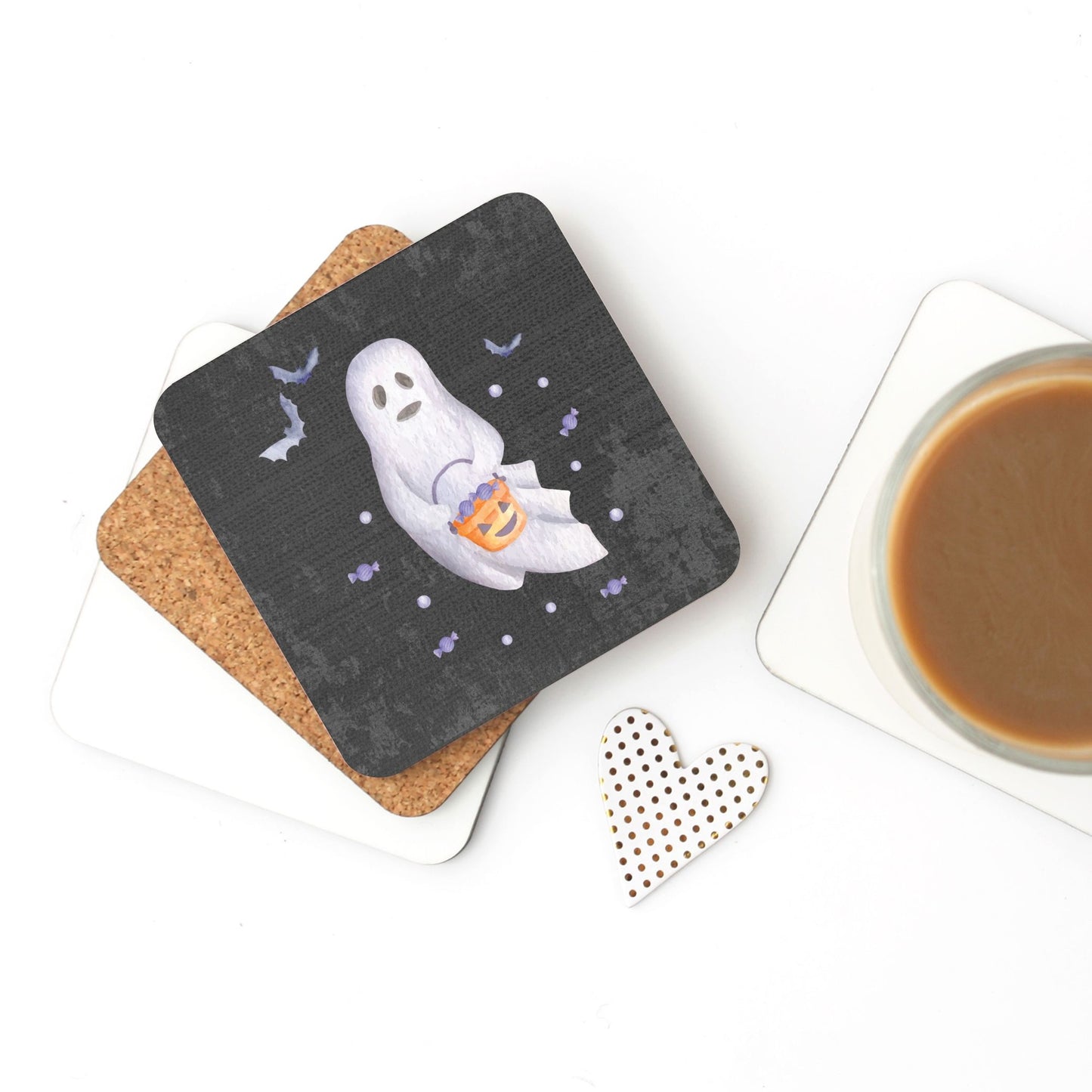 Not-So-Spooky Treat Ghost Coaster (Charcoal)