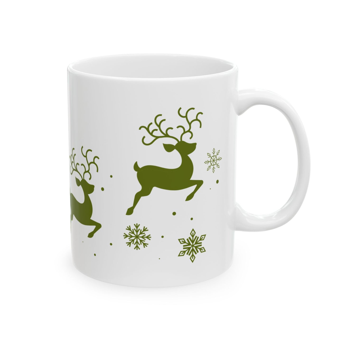 Flying Reindeer Christmas Mug (Evergreen)