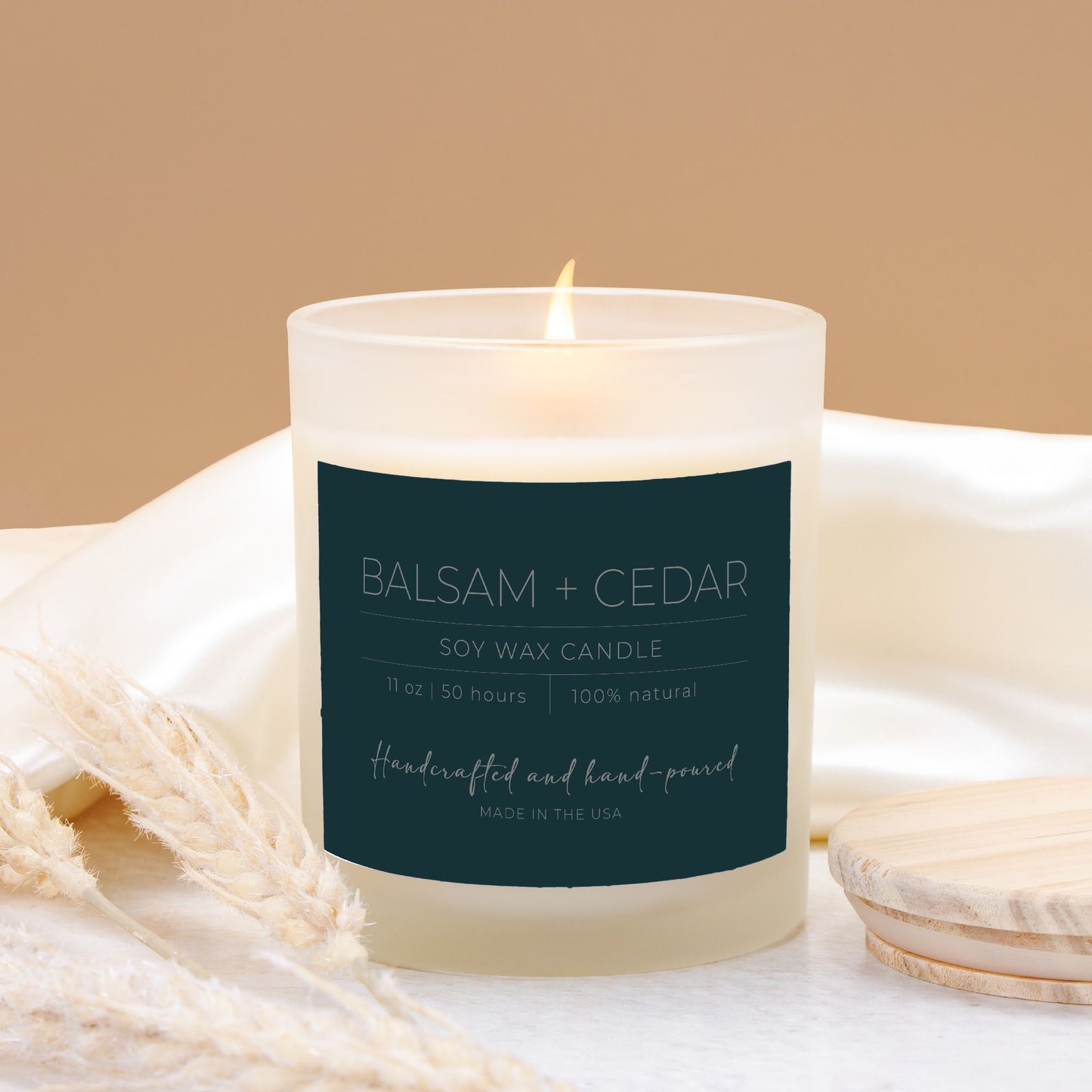 Balsam + Cedar Frosted Glass Candle