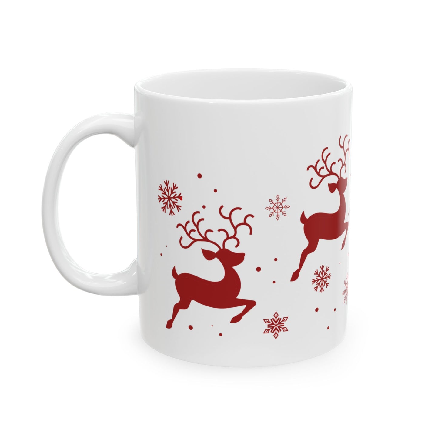 Flying Reindeer Christmas Mug (Cranberry)