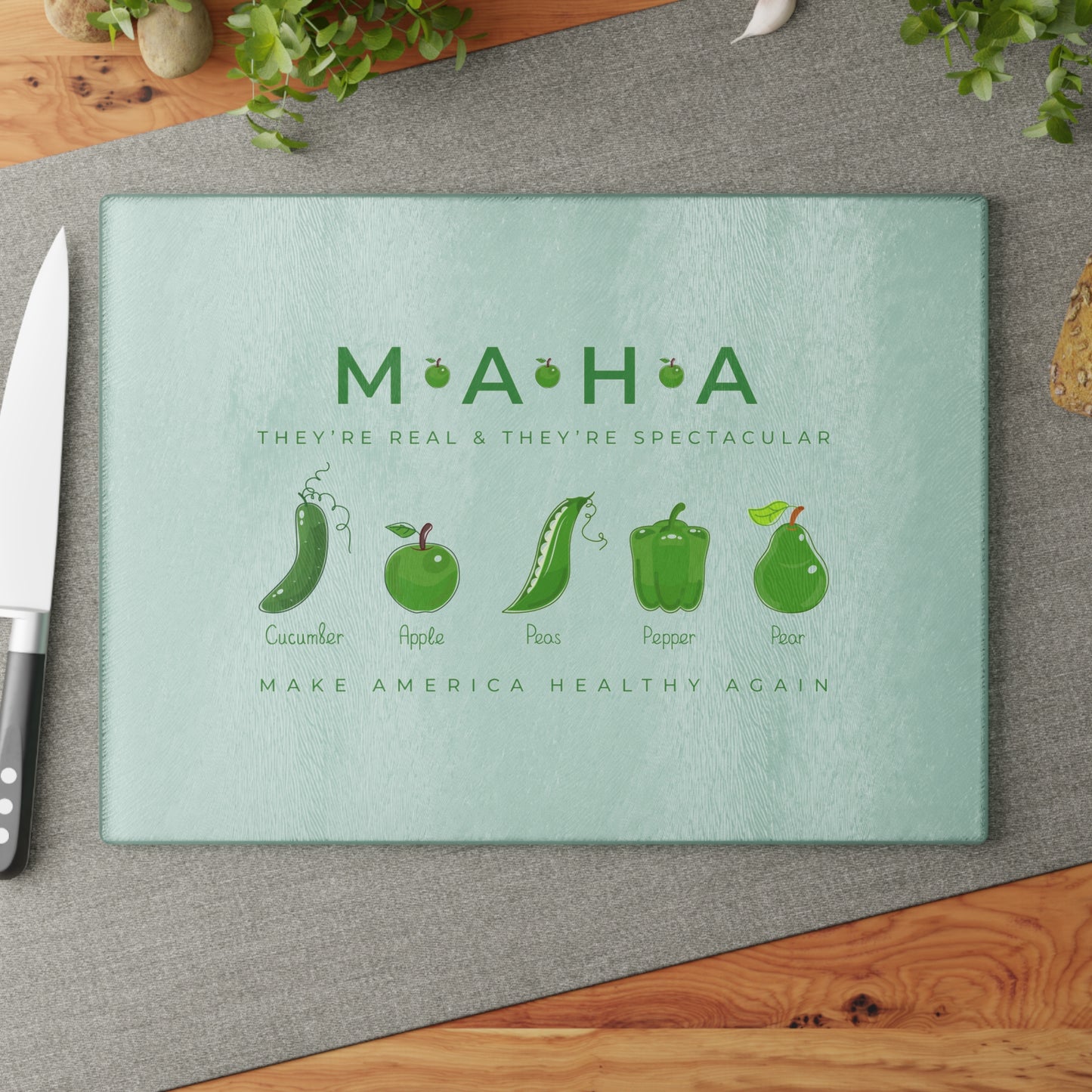 MAHA Make America Healthy Again Glass Cutting Board (Lime)