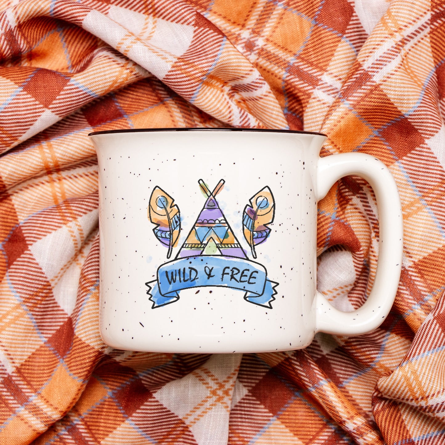 Wild & Free Boho Speckled Camp Mug