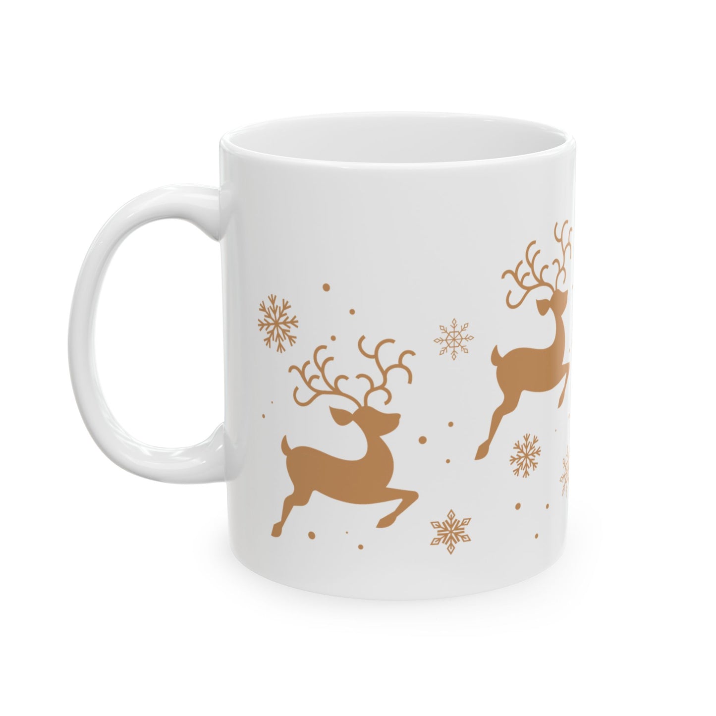 Flying Reindeer Christmas Mug (Gold)