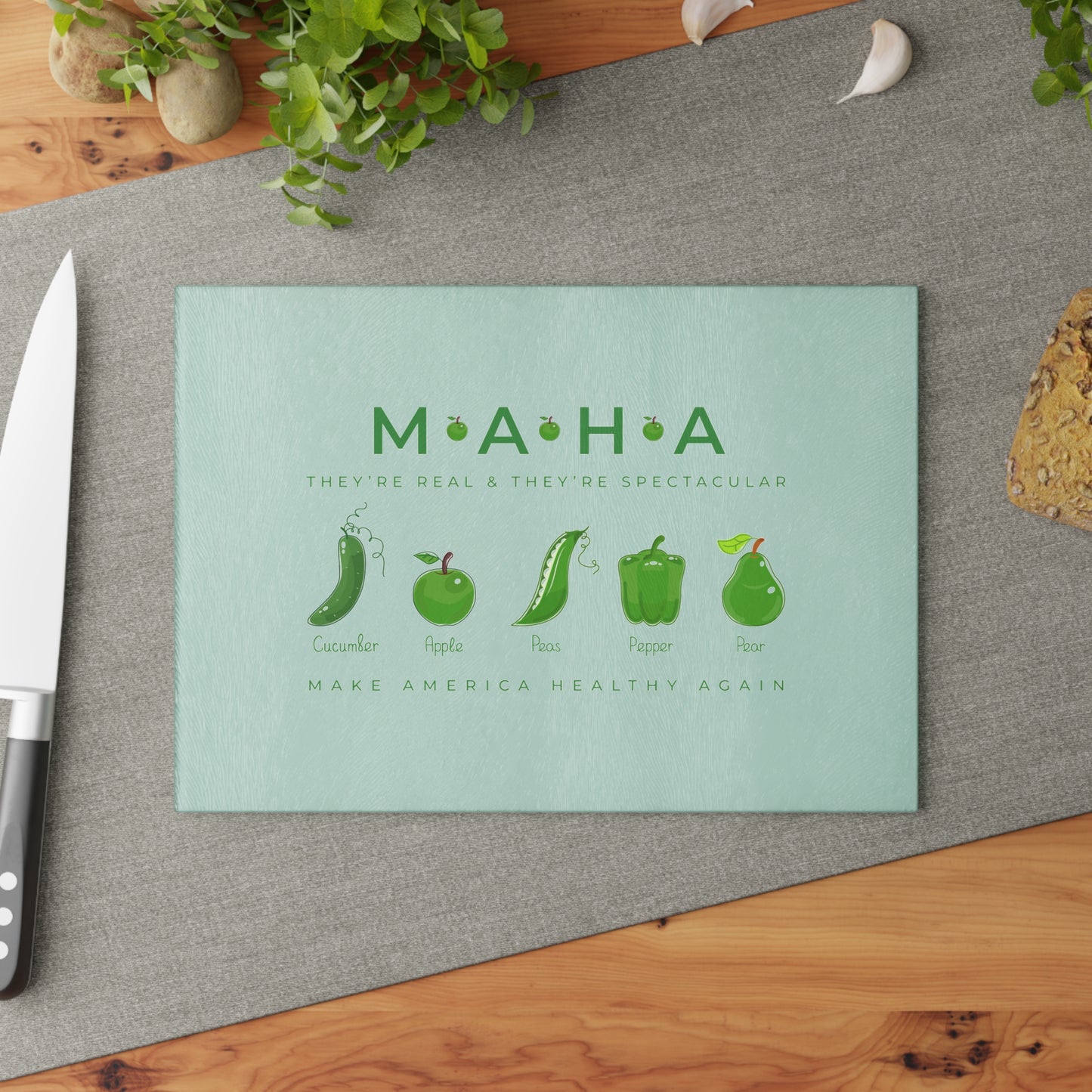 MAHA Make America Healthy Again Glass Cutting Board (Lime)