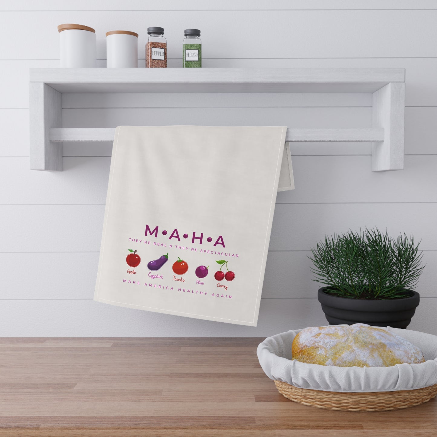 MAHA Make America Healthy Again Tea Towel (Plum)