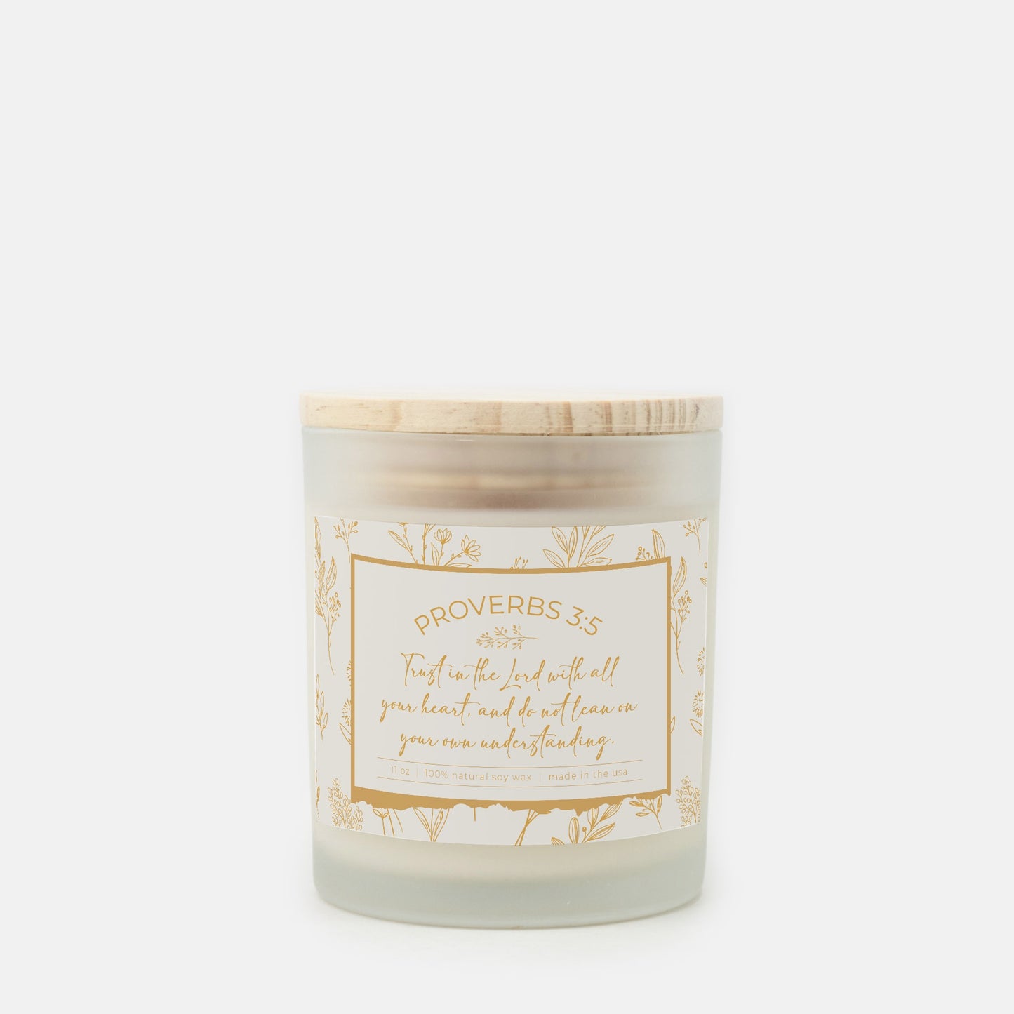 Grandma's Favorite Proverbs 3:5 Frosted Glass Candle (Ecru/Sunflower Label)