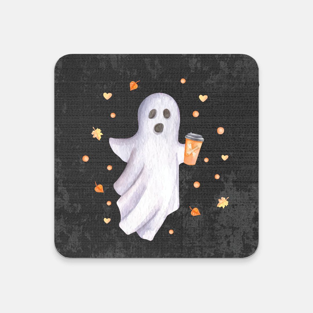 Not-So-Spooky Latte Ghost Coaster (Charcoal)