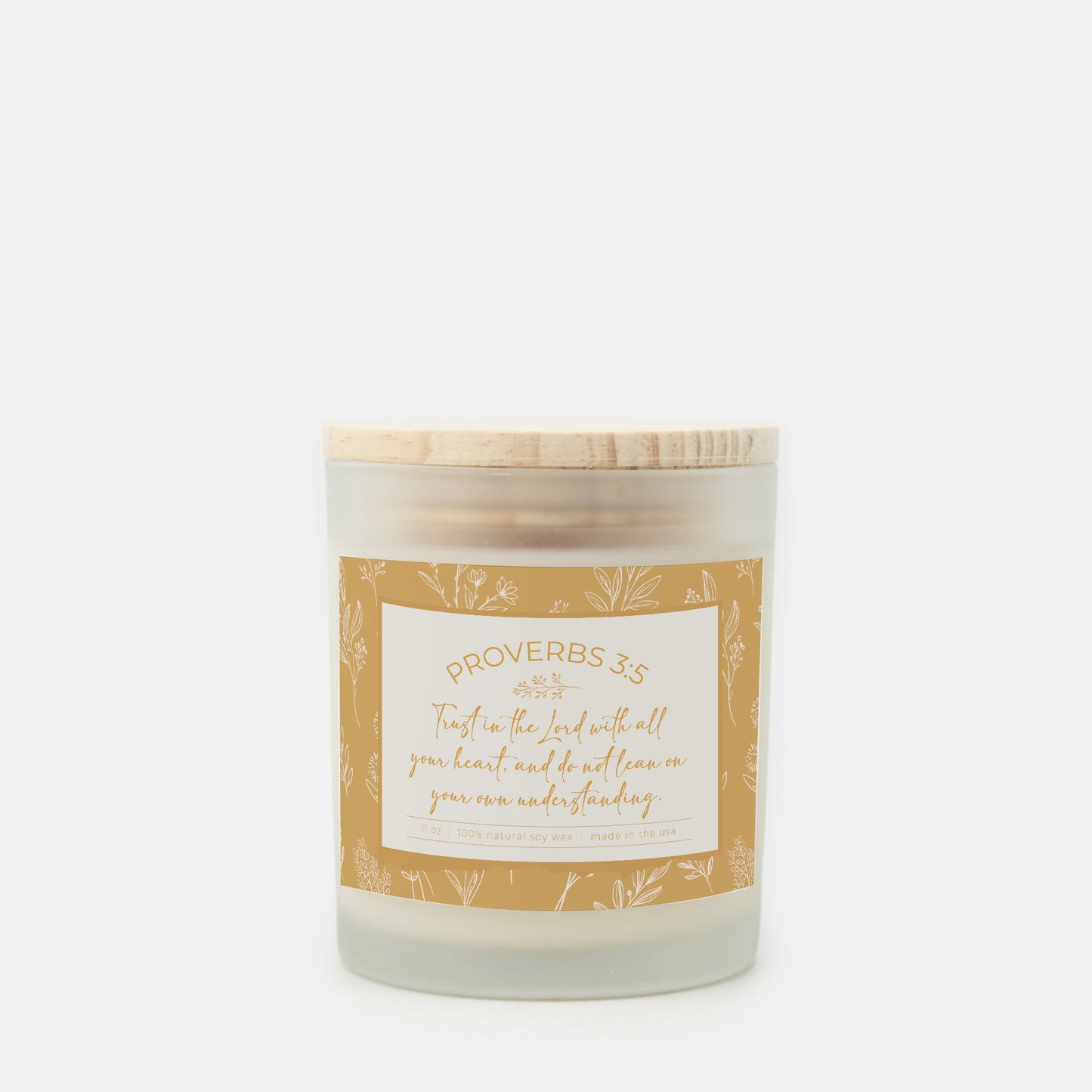 Grandma's Favorite Proverbs 3:5 Frosted Glass Candle (Sunflower Label)