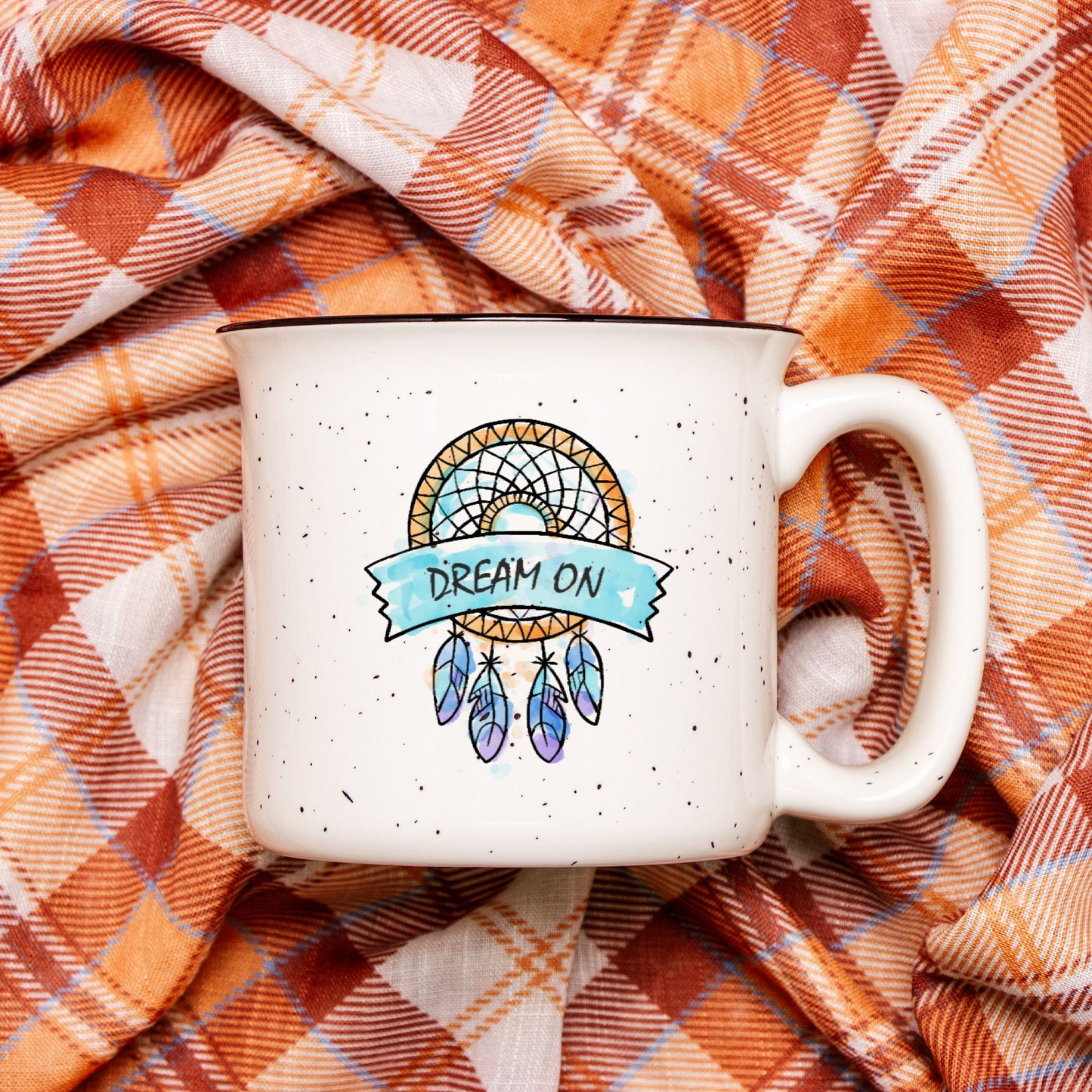 Dream On Boho Speckled Camp Mug