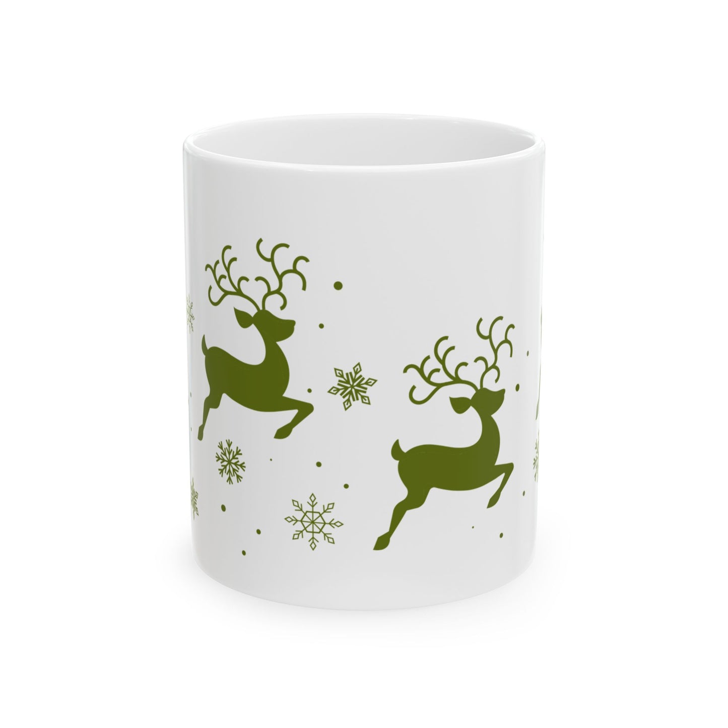 Flying Reindeer Christmas Mug (Evergreen)