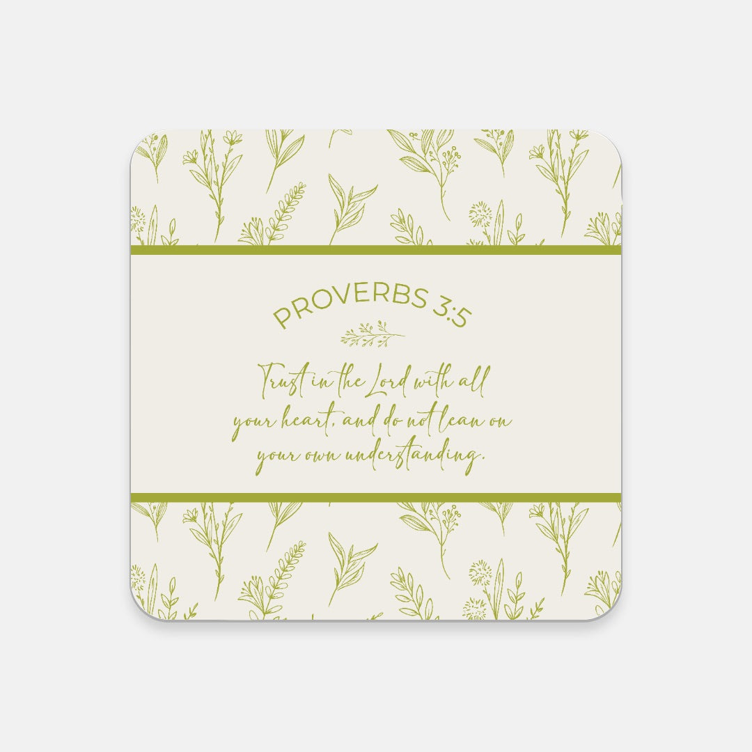 Grandma's Favorite Proverbs 3:5 Coaster (Ecru/Lemongrass)