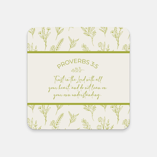 Grandma's Favorite Proverbs 3:5 Coaster (Ecru/Lemongrass)