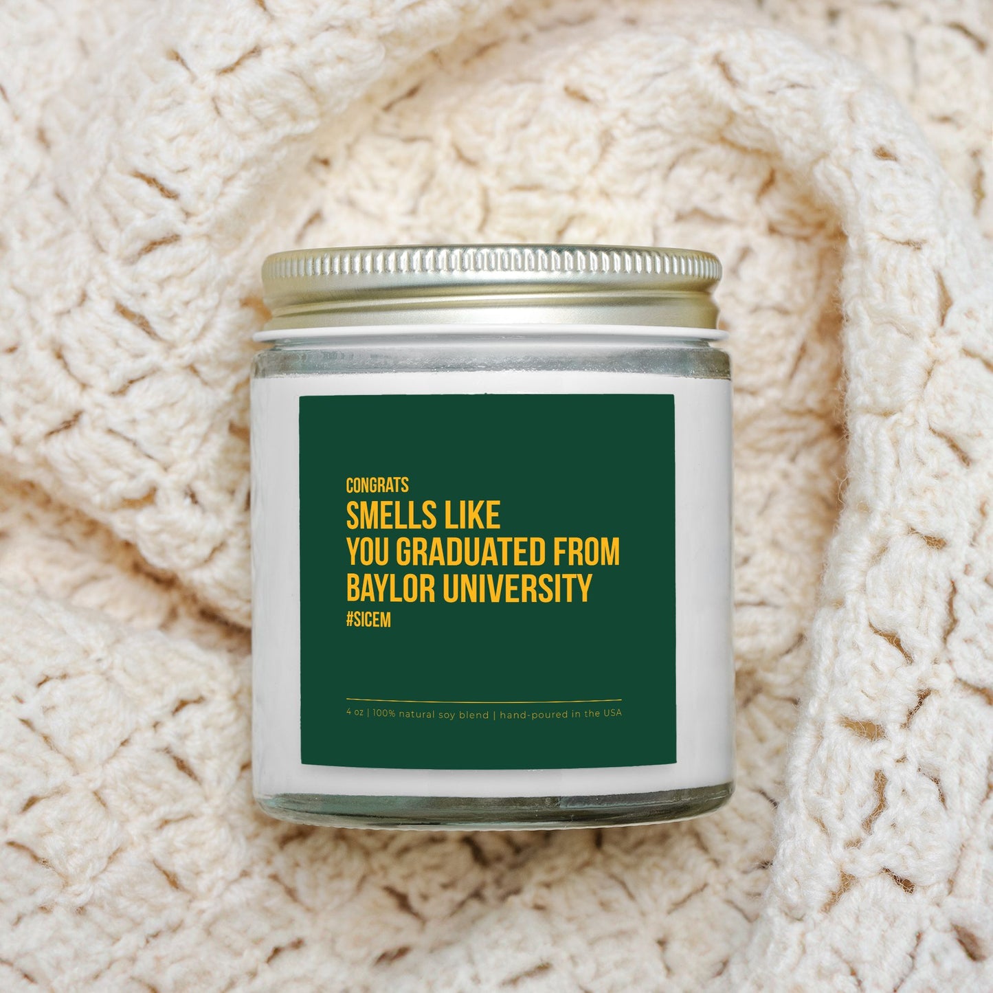 Baylor University Graduation Candle (Clear)