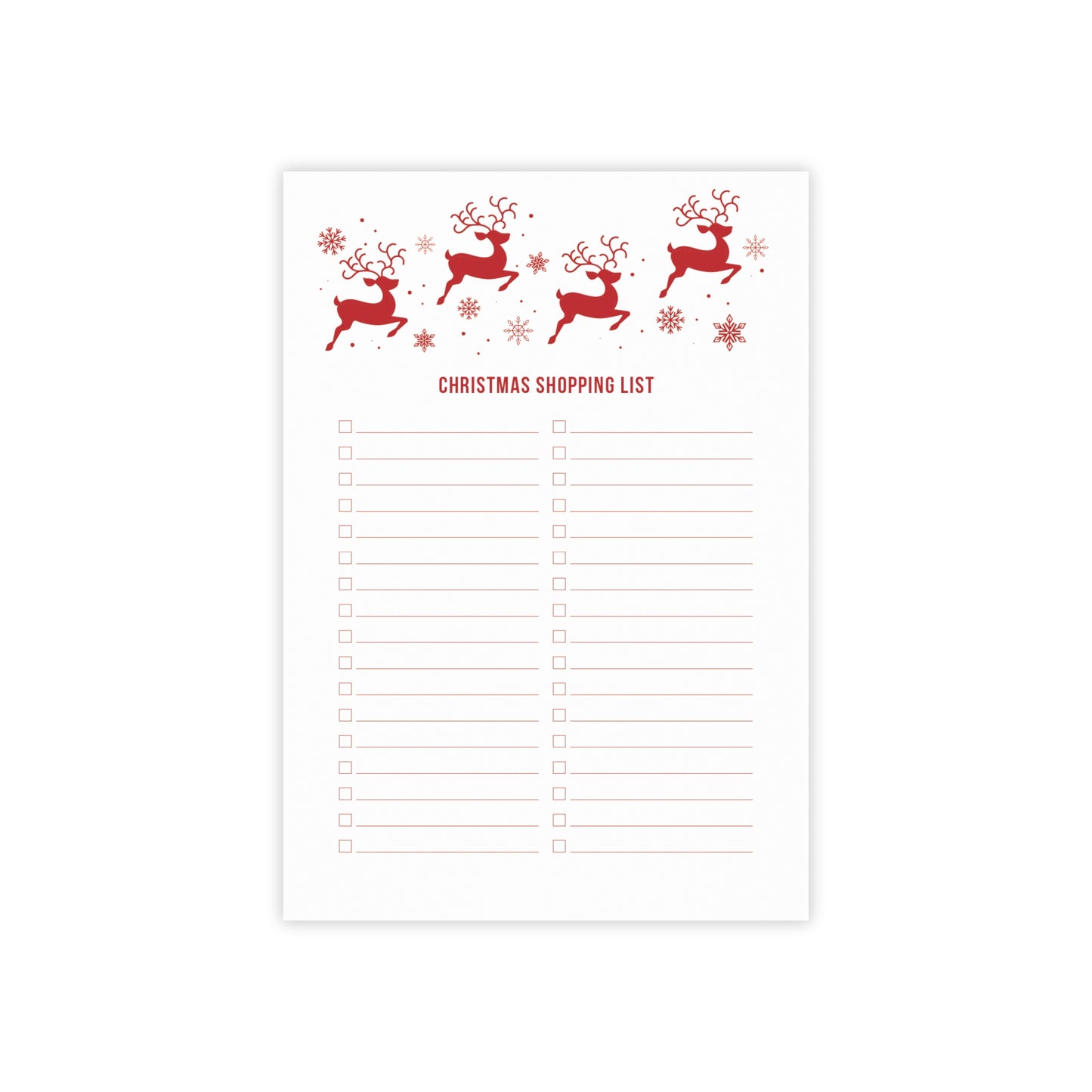 Flying Reindeer Christmas Post-it® Notes Shopping List 4x6 (Cranberry)