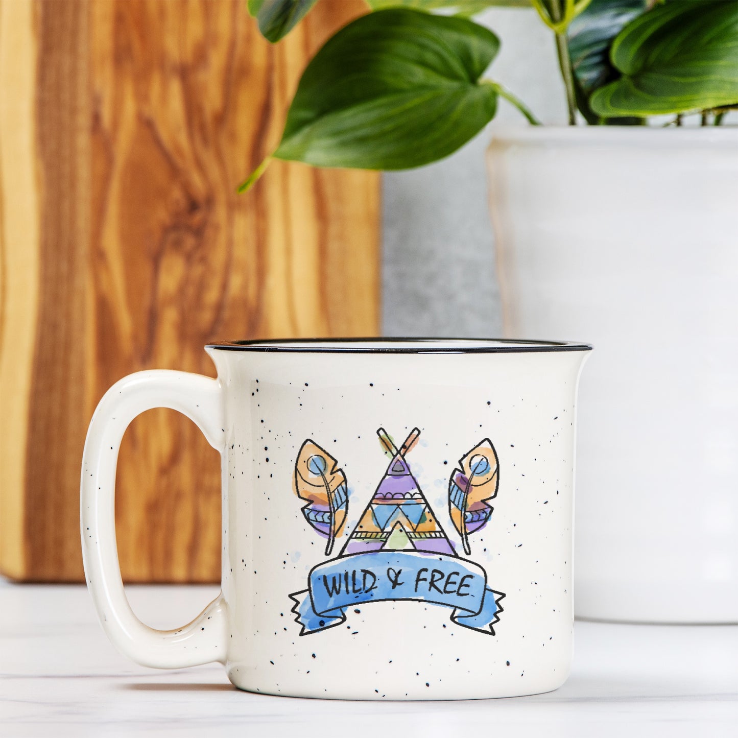 Wild & Free Boho Speckled Camp Mug