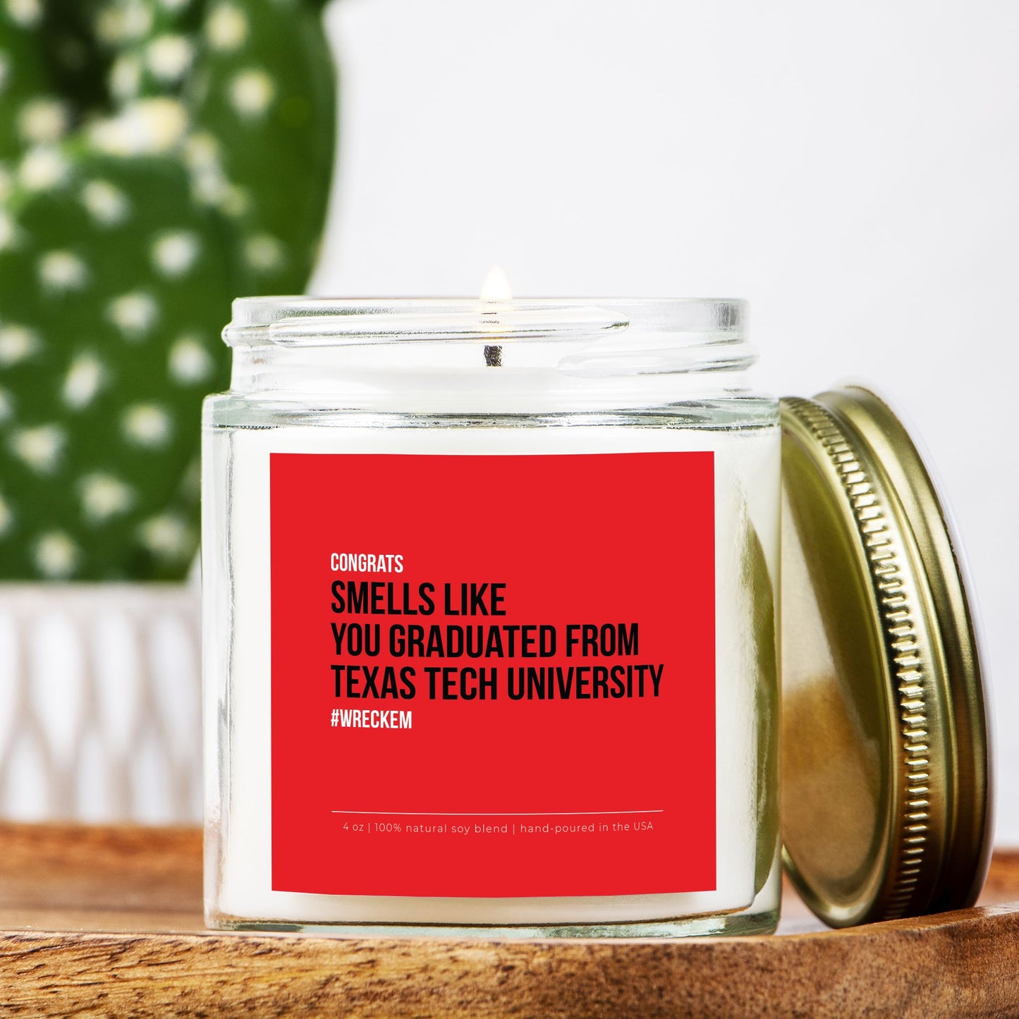 Texas Tech Graduation Candle (Clear)