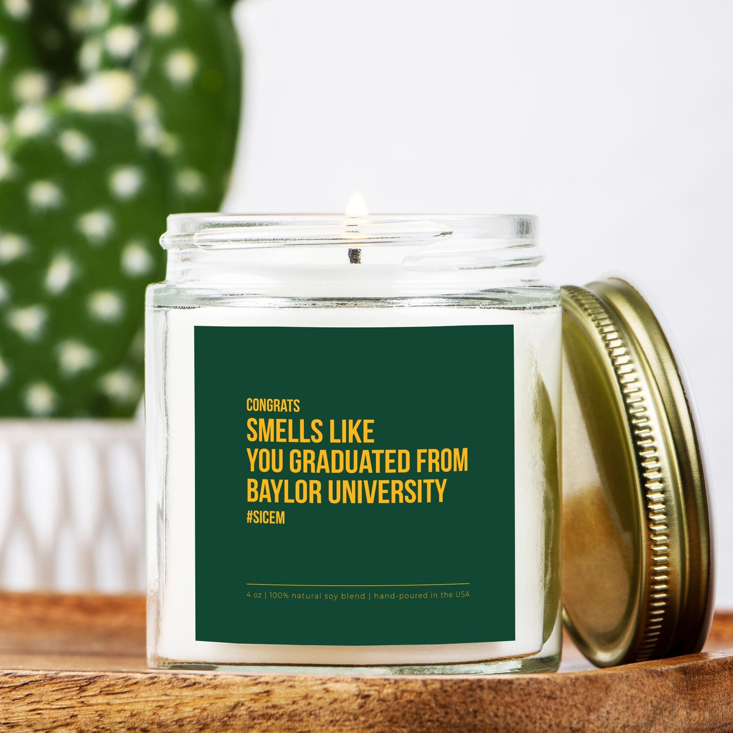 Baylor University Graduation Candle (Clear)