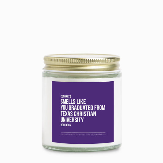 Texas Christian University Graduation Candle (Clear)