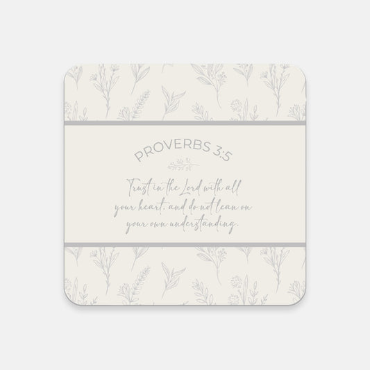 Grandma's Favorite Proverbs 3:5 Coaster (Ecru/Dove Grey)