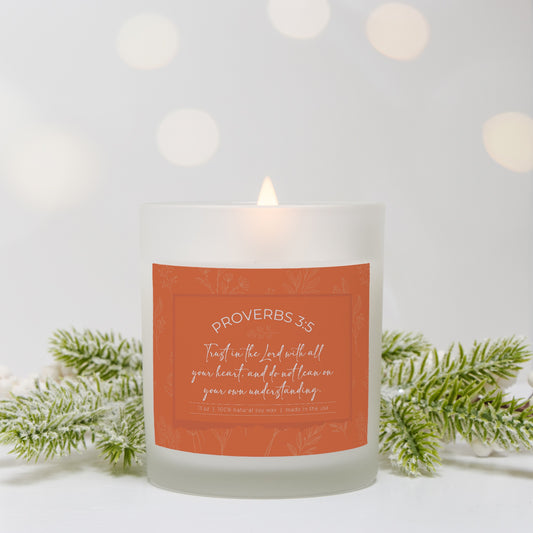 Grandma's Favorite Proverbs 3:5 Frosted Glass Candle (Terracotta Label)