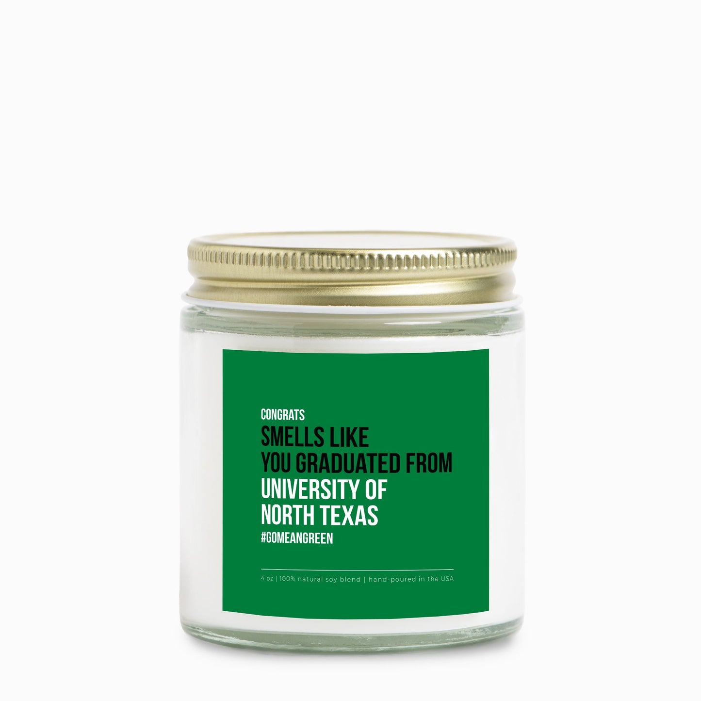 University of North Texas Graduation Candle (Clear)