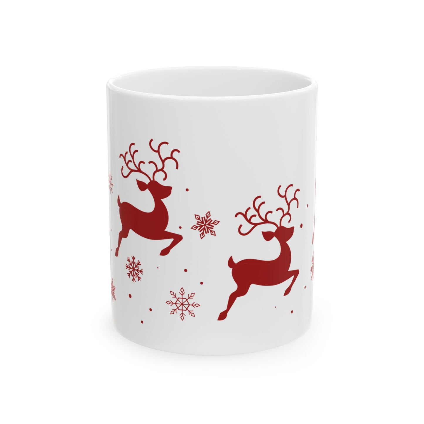 Flying Reindeer Christmas Mug (Cranberry)