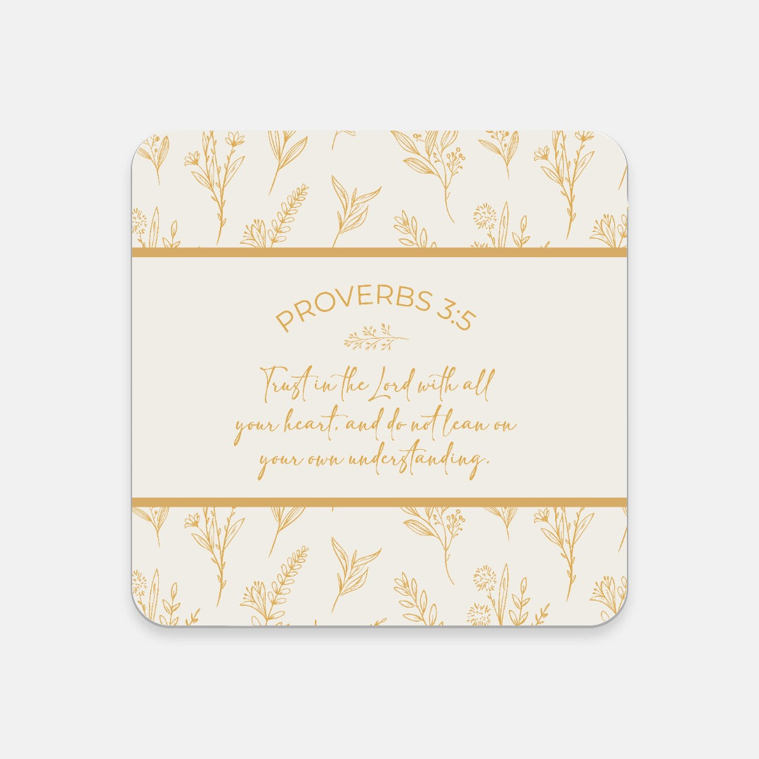 Grandma's Favorite Proverbs 3:5 Coaster (Ecru/Sunflower)