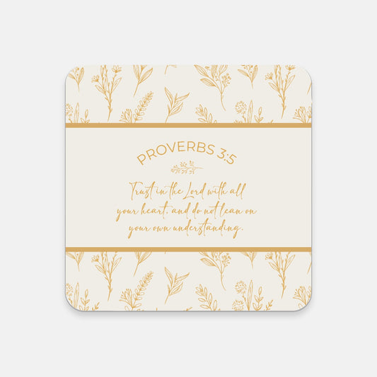 Grandma's Favorite Proverbs 3:5 Coaster (Ecru/Sunflower)