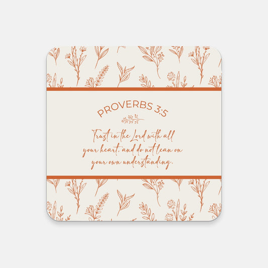 Grandma's Favorite Proverbs 3:5 Coaster (Ecru/Terracotta)