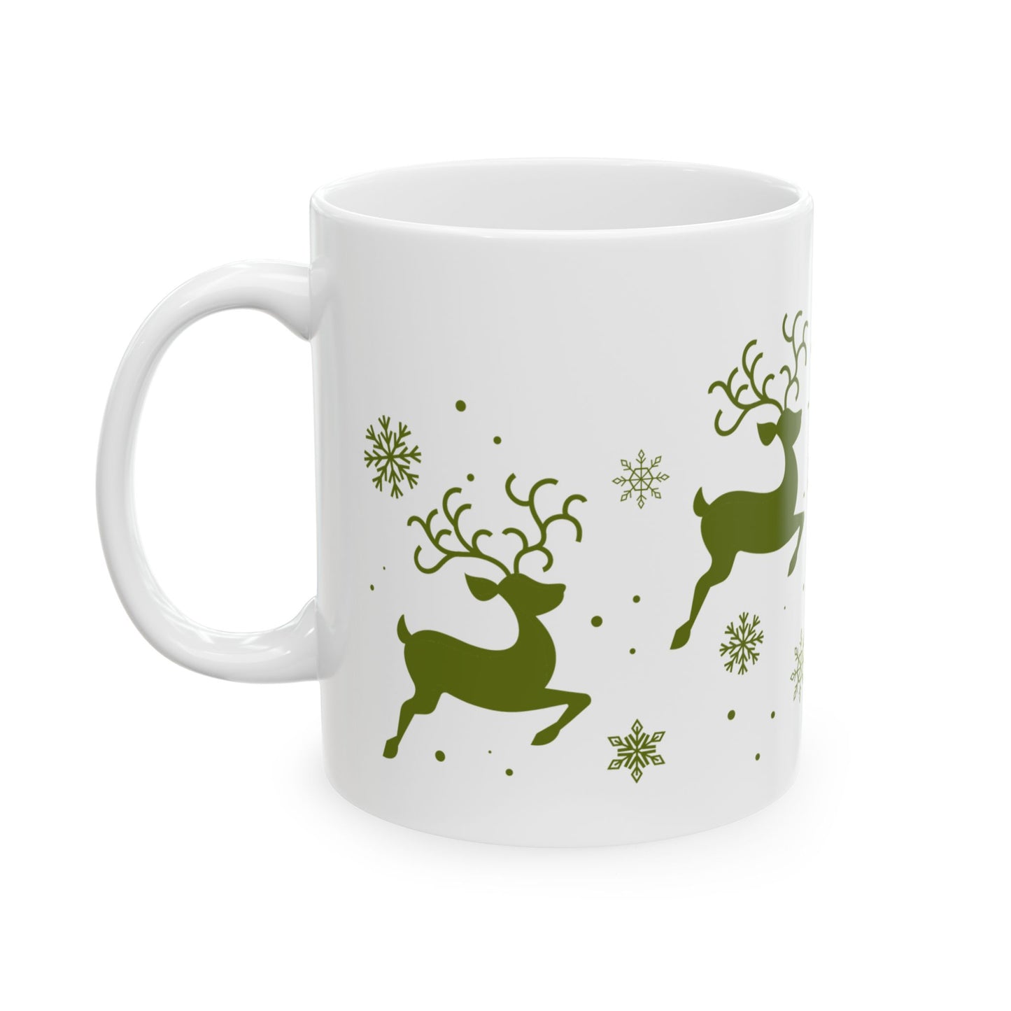 Flying Reindeer Christmas Mug (Evergreen)