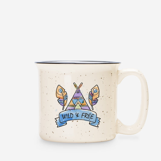 Wild & Free Boho Speckled Camp Mug