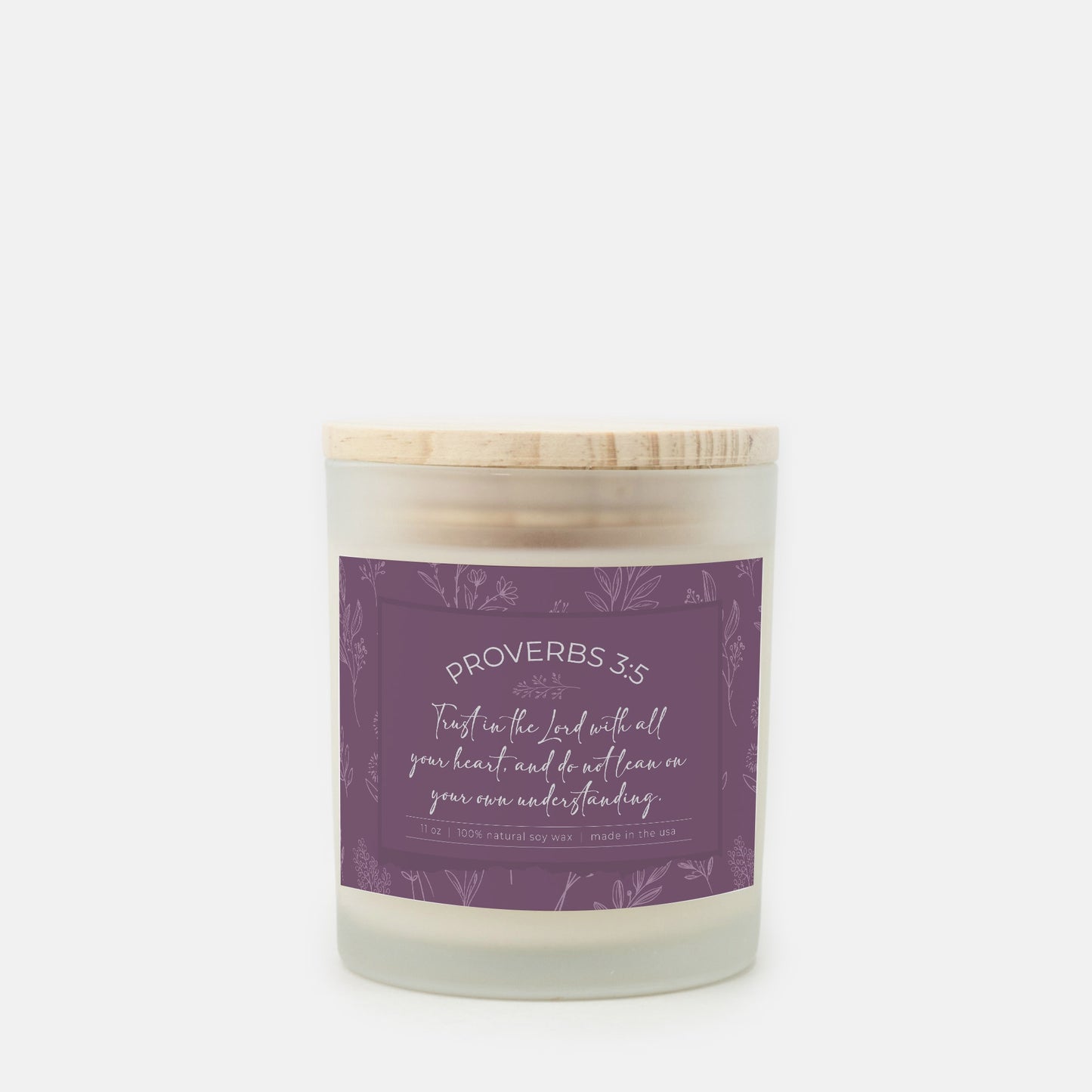 Grandma's Favorite Proverbs 3:5 Frosted Glass Candle (Lavender Label)