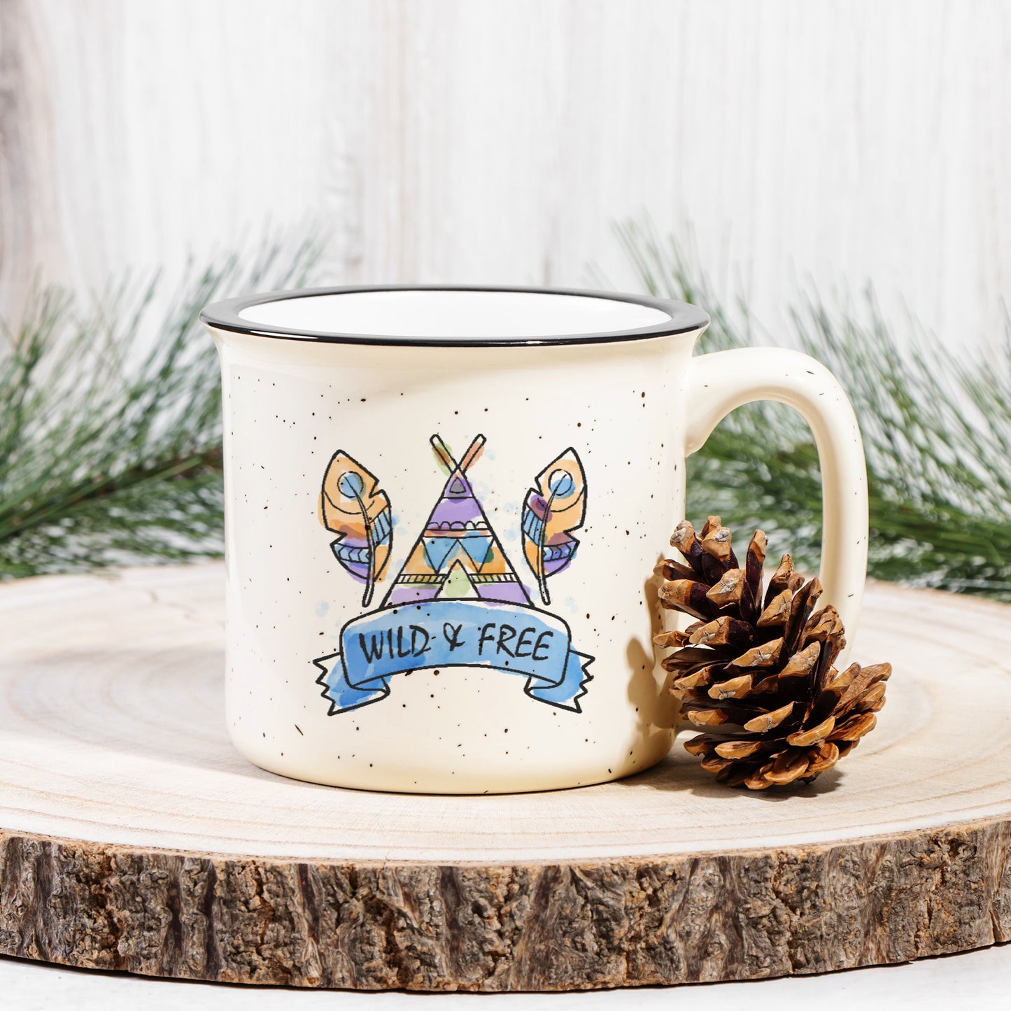 Wild & Free Boho Speckled Camp Mug