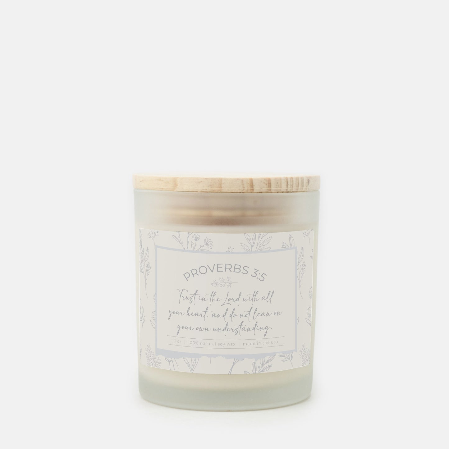 Grandma's Favorite Proverbs 3:5 Frosted Glass Candle (Ecru/Dove Grey Label)