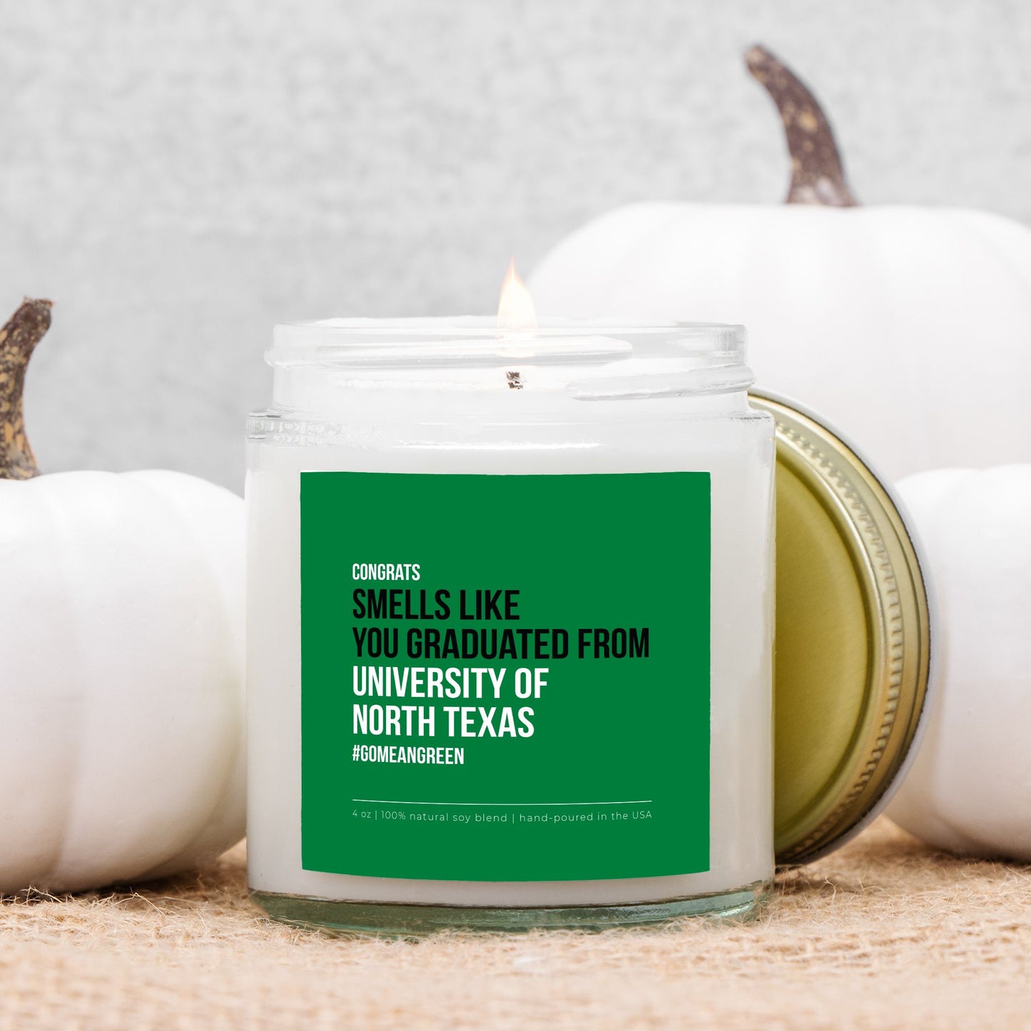 University of North Texas Graduation Candle (Clear)