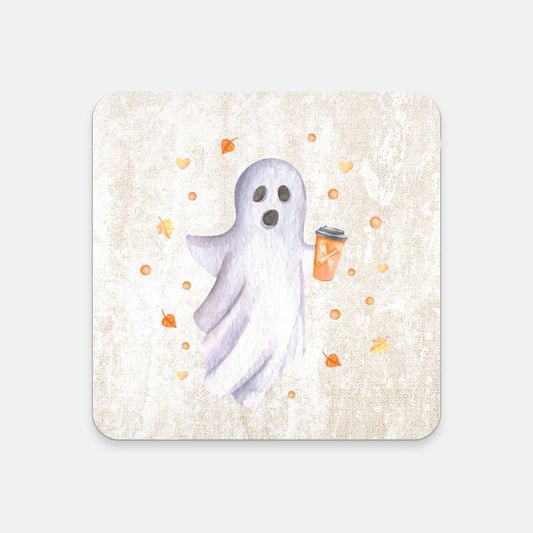 Not-So-Spooky Latte Ghost Coaster (Cream)