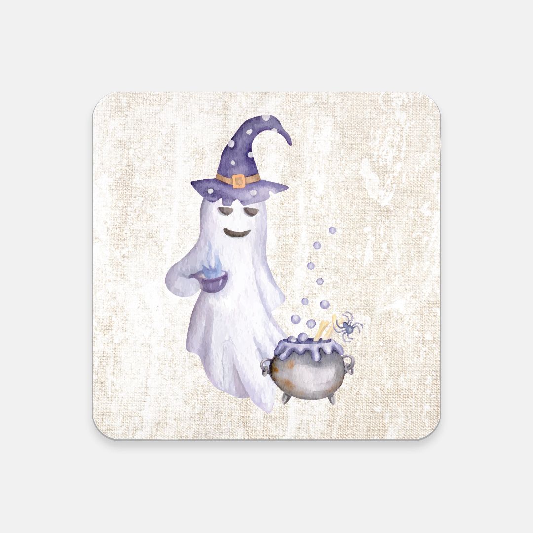 Not-So-Spooky Brew Ghost Coaster (Cream)