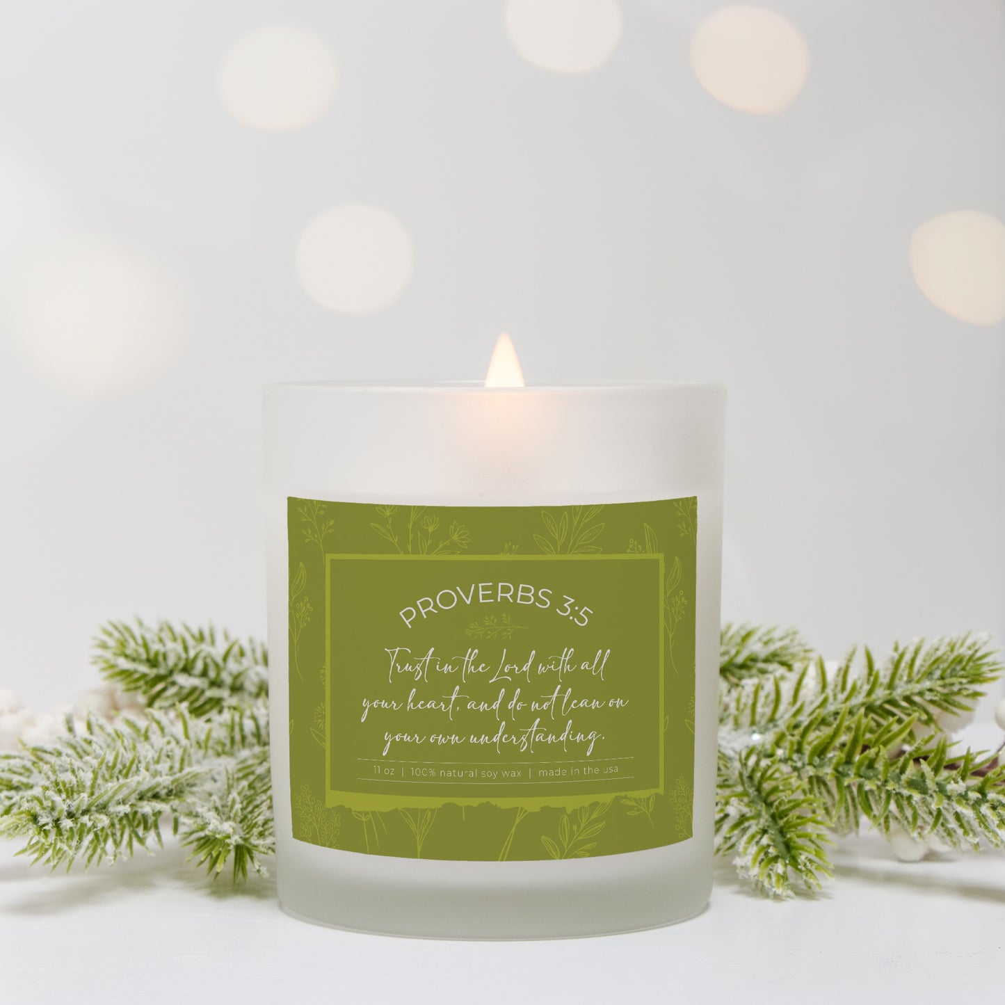 Grandma's Favorite Proverbs 3:5 Frosted Glass Candle (Lemongrass Label)