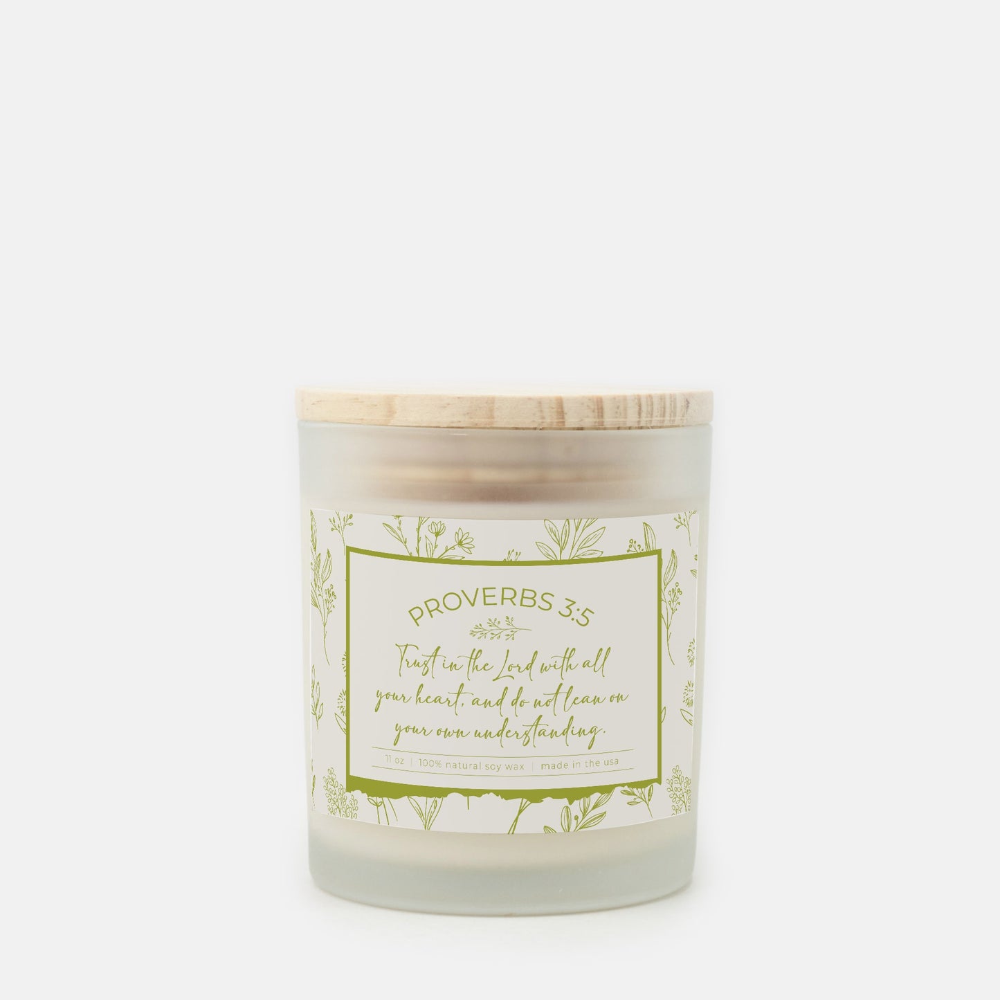 Grandma's Favorite Proverbs 3:5 Frosted Glass Candle (Ecru/Lemongrass Label)