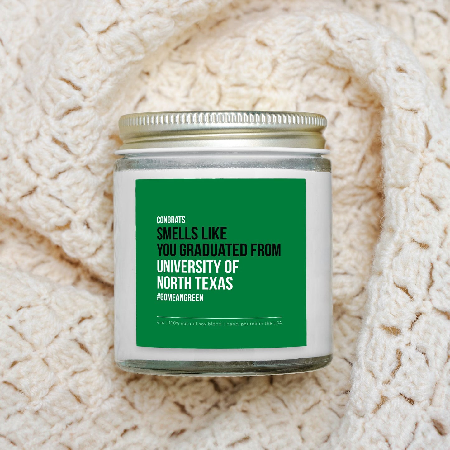 University of North Texas Graduation Candle (Clear)