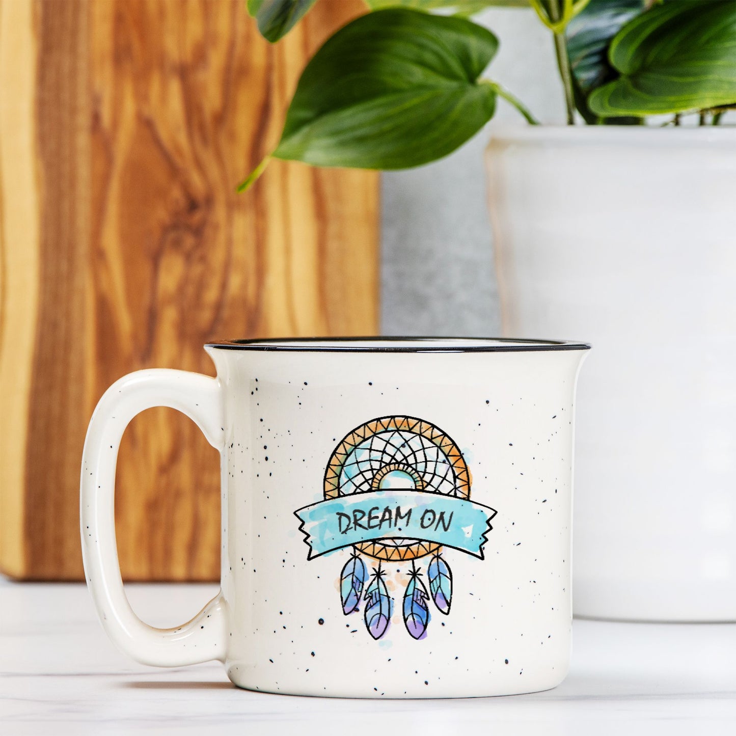 Dream On Boho Speckled Camp Mug