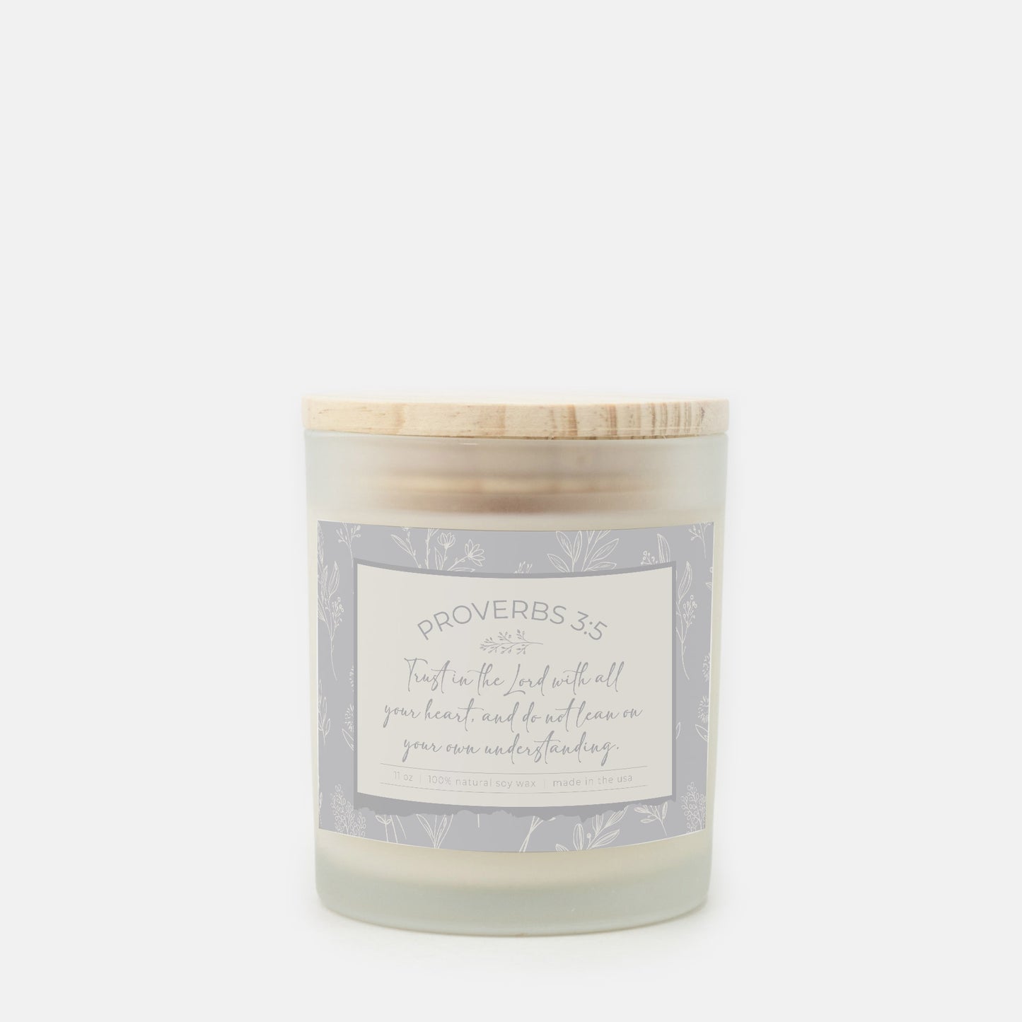 Grandma's Favorite Proverbs 3:5 Frosted Glass Candle (Dove Grey Label)